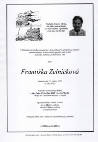 Nejbližší rozloučení - Františka Zelníčková