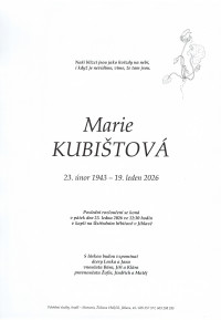 Nejbližší rozloučení - Marie Kubištová